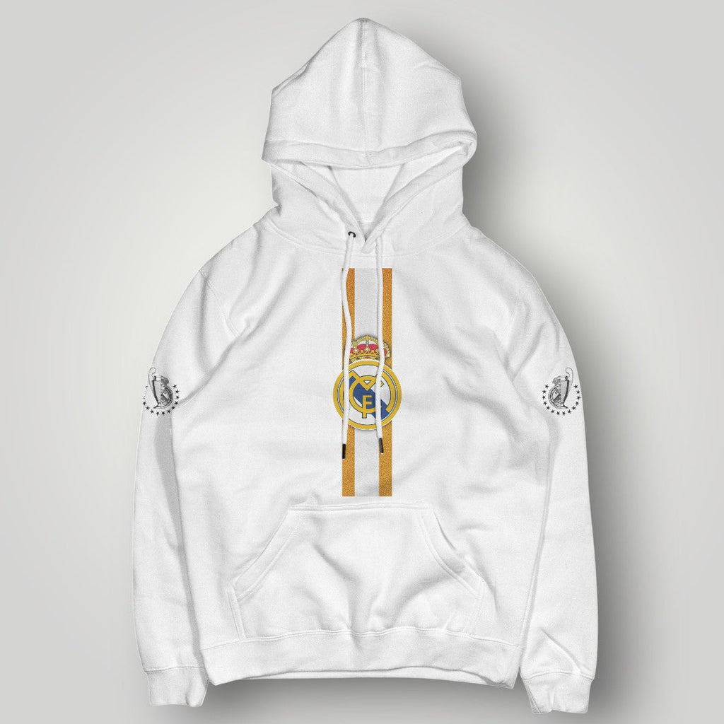 Real Madrid Royal Gold Stripe Hoodie - Black Elite Edition Champion Pullover
