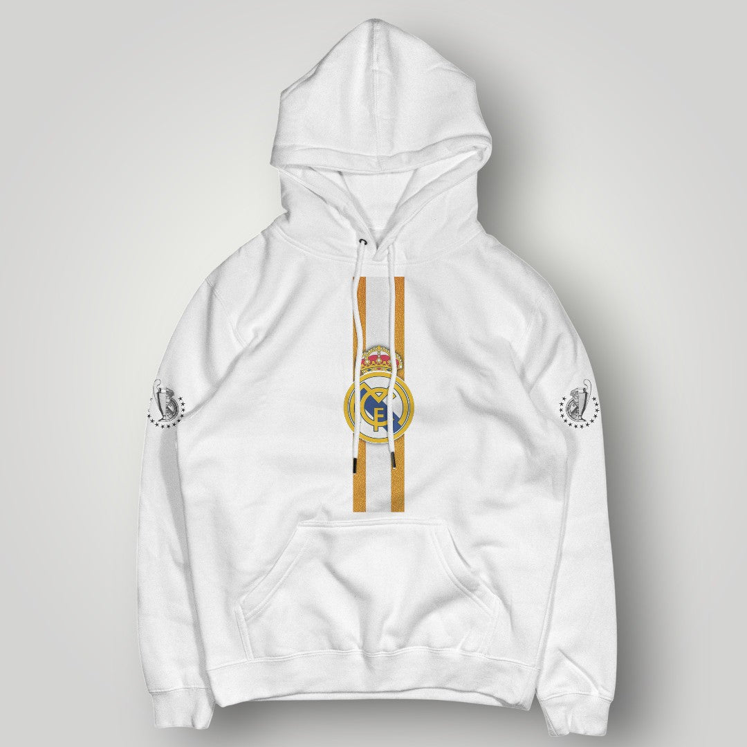 Real Madrid Royal Gold Stripe Hoodie - Black Elite Edition Champion Pullover