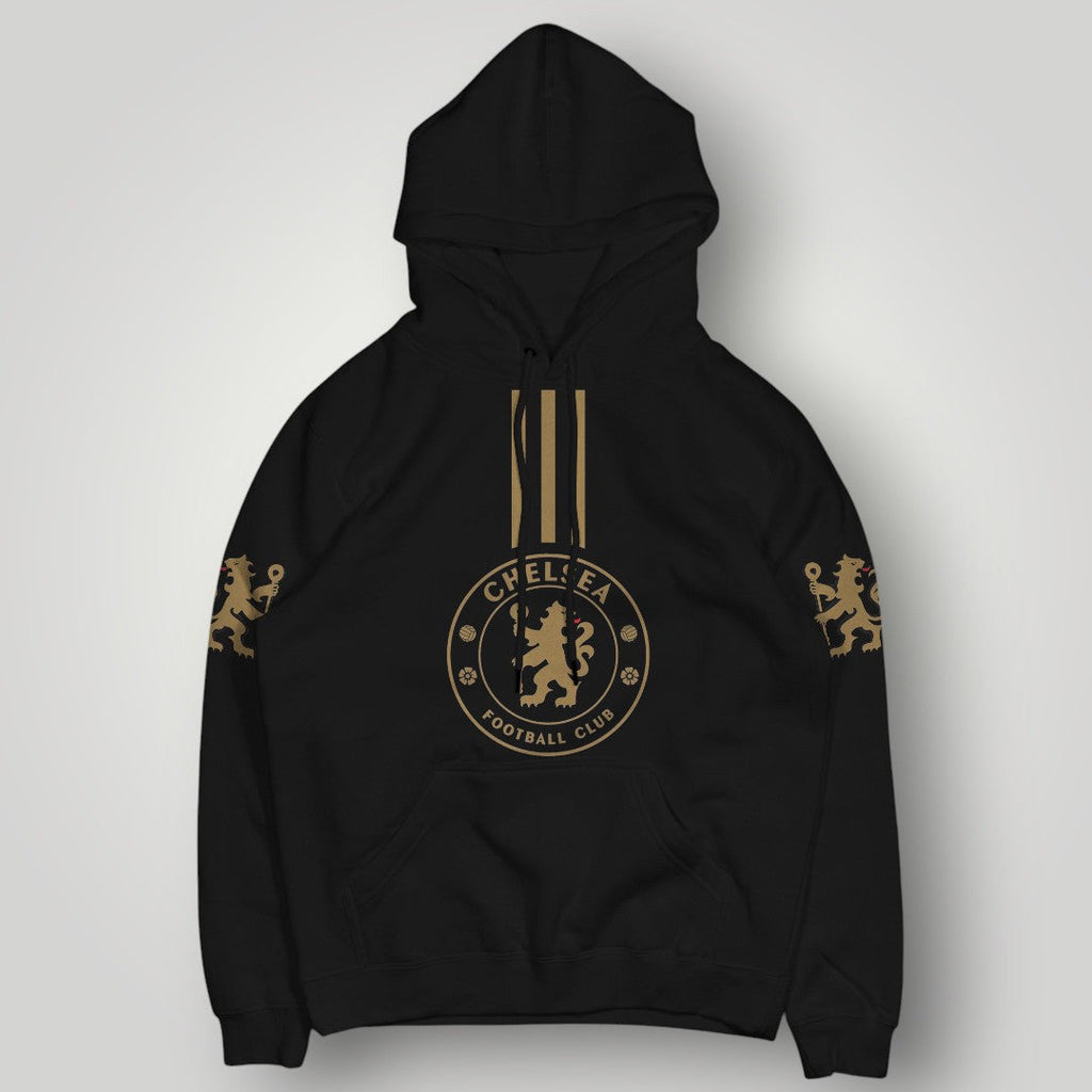 Chelsea FC Gold Heritage Edition Hoodie – Black & Gold Lion Crest Streetwear