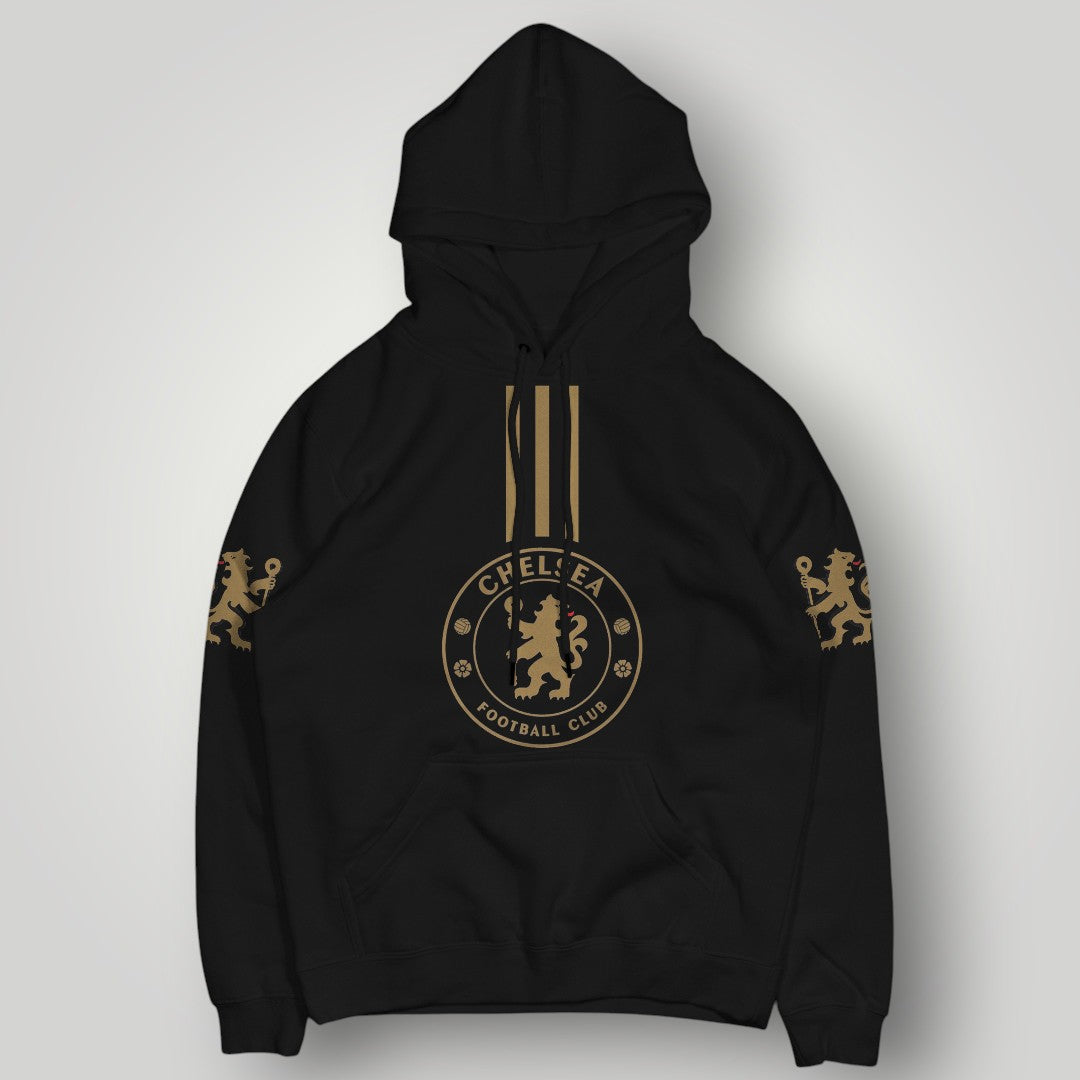 Chelsea FC Gold Heritage Edition Hoodie – Black & Gold Lion Crest Streetwear