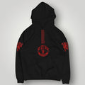 Manchester United "Red Devils" Vertical Stripe Hoodie - Black MUFC Graphic Fan Streetwear