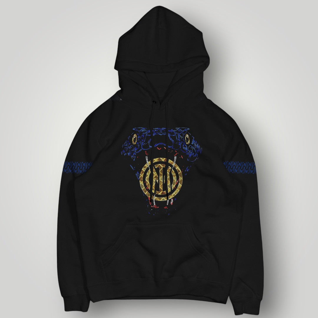 Inter Milan "Biscione" Gold Edition Hoodie - Luxury Snake Graphic Streetwear - Premium Black Nerazzurri Fan Pullover