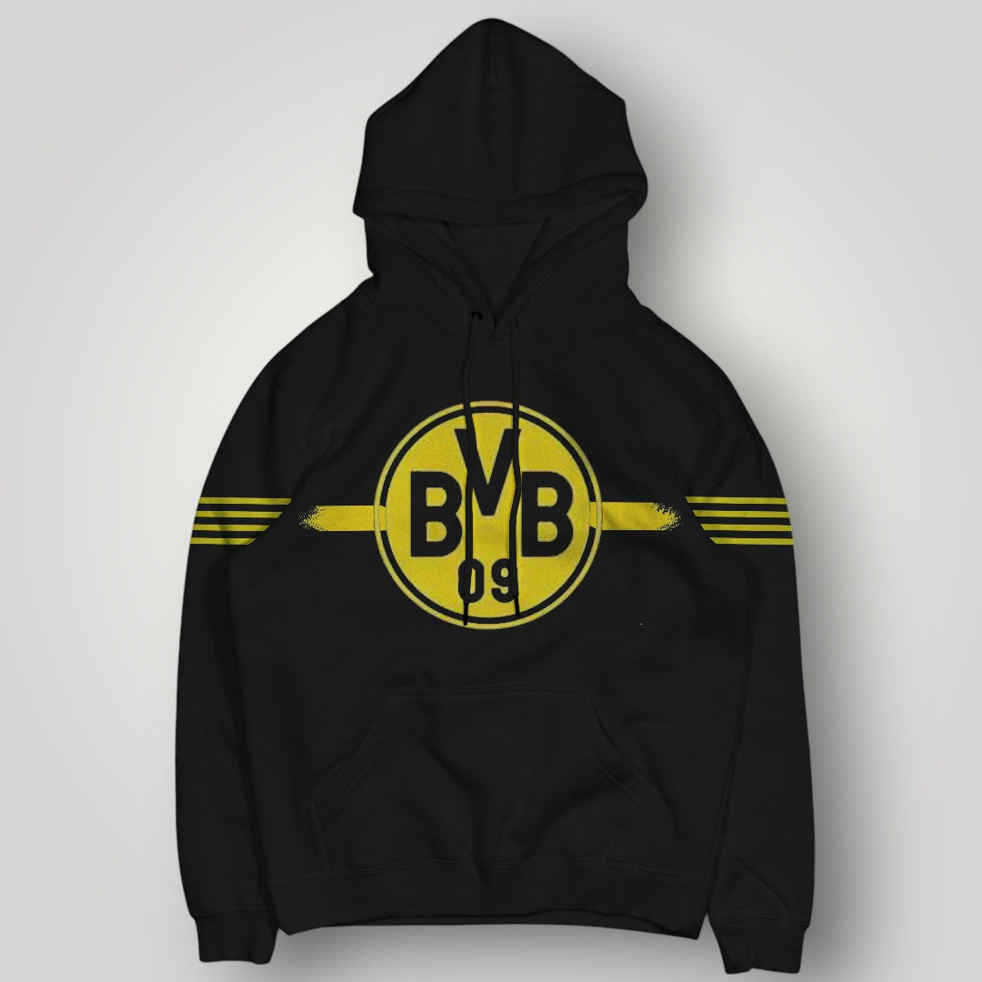 BVB 09 Borussia Dortmund Heritage Hoodie – Black & Yellow Stripe Fan Pullover