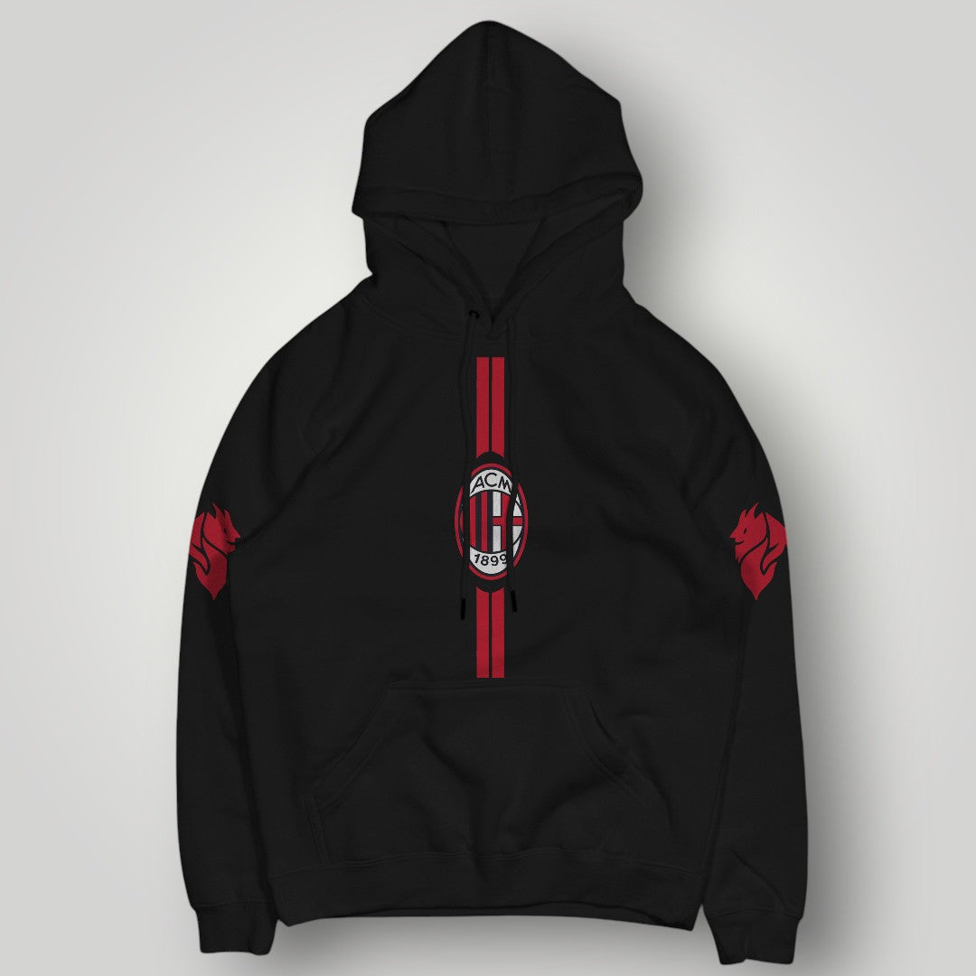 AC Milan "Rossoneri Striker" Hoodie - Vertical Stripe & Devil Graphic Pullover