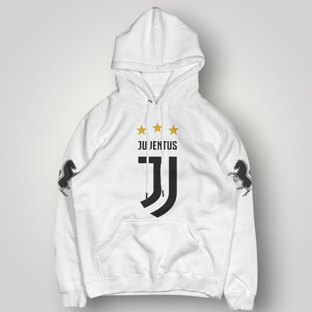 Juventus 3-Star Elite Black Hoodie - Heritage Zebra Sleeve Detail & Gold Star Edition