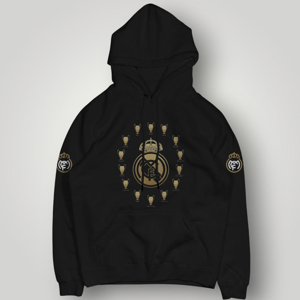 Real Madrid "Kings of Europe" Trophy Hoodie - Golden Legacy Edition Black Pullover