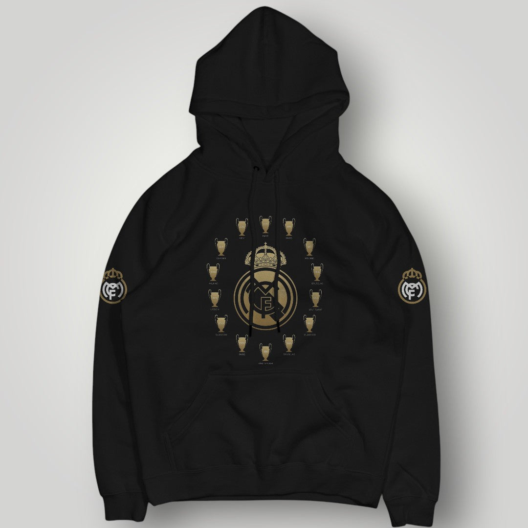 Real Madrid "Kings of Europe" Trophy Hoodie - Golden Legacy Edition Black Pullover