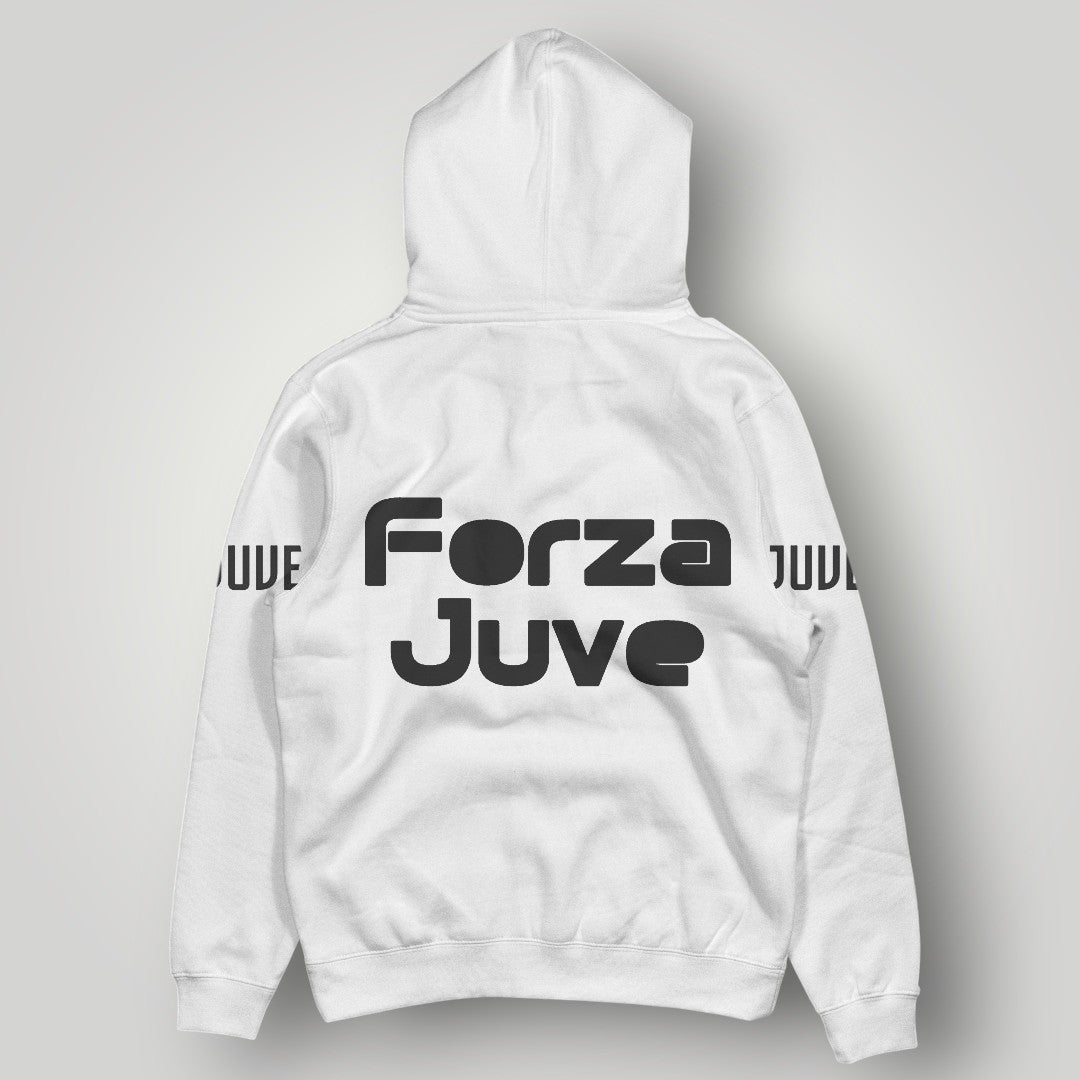 Juventus F.C. Inspired Black Hoodie - Italian Heritage Vertical Stripe Streetwear