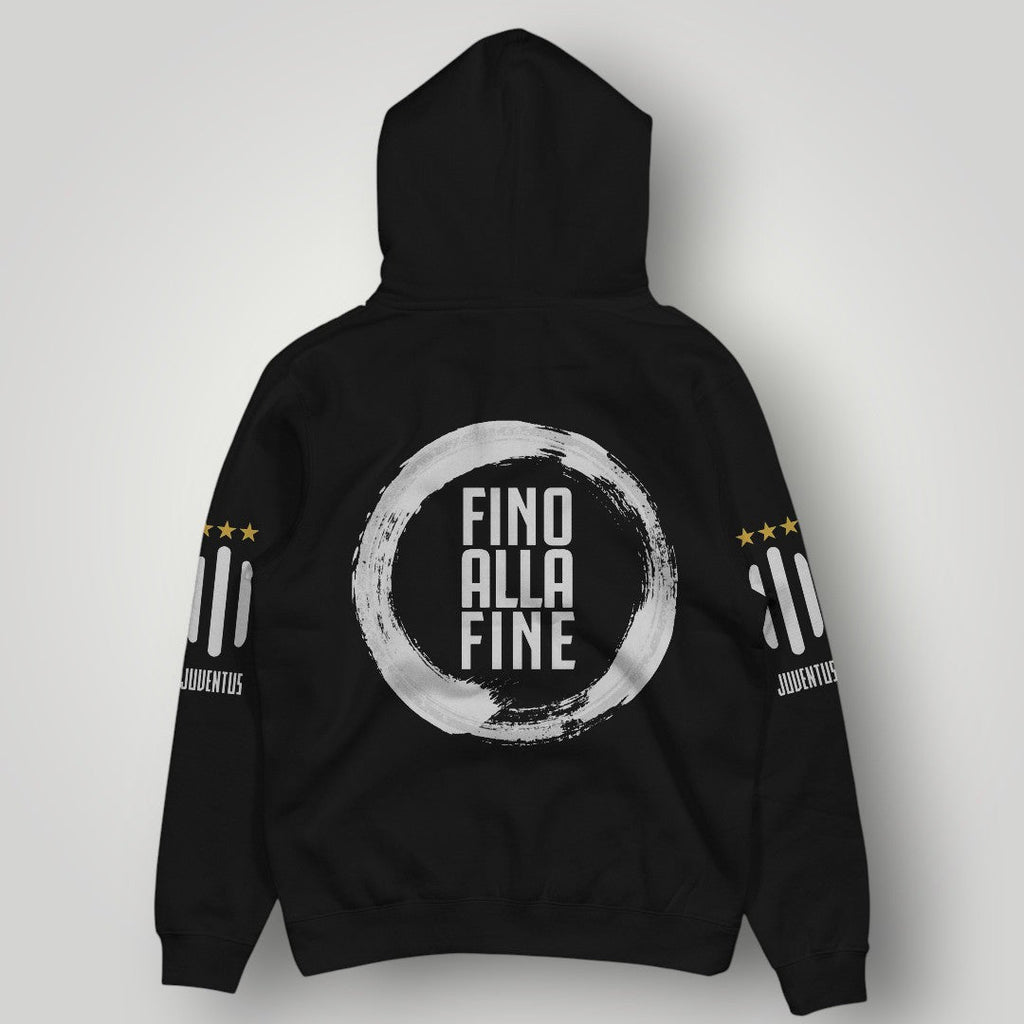 Juventus "Fino Alla Fine" Black Hoodie - Signature Motto & Gold Star Fan Edition