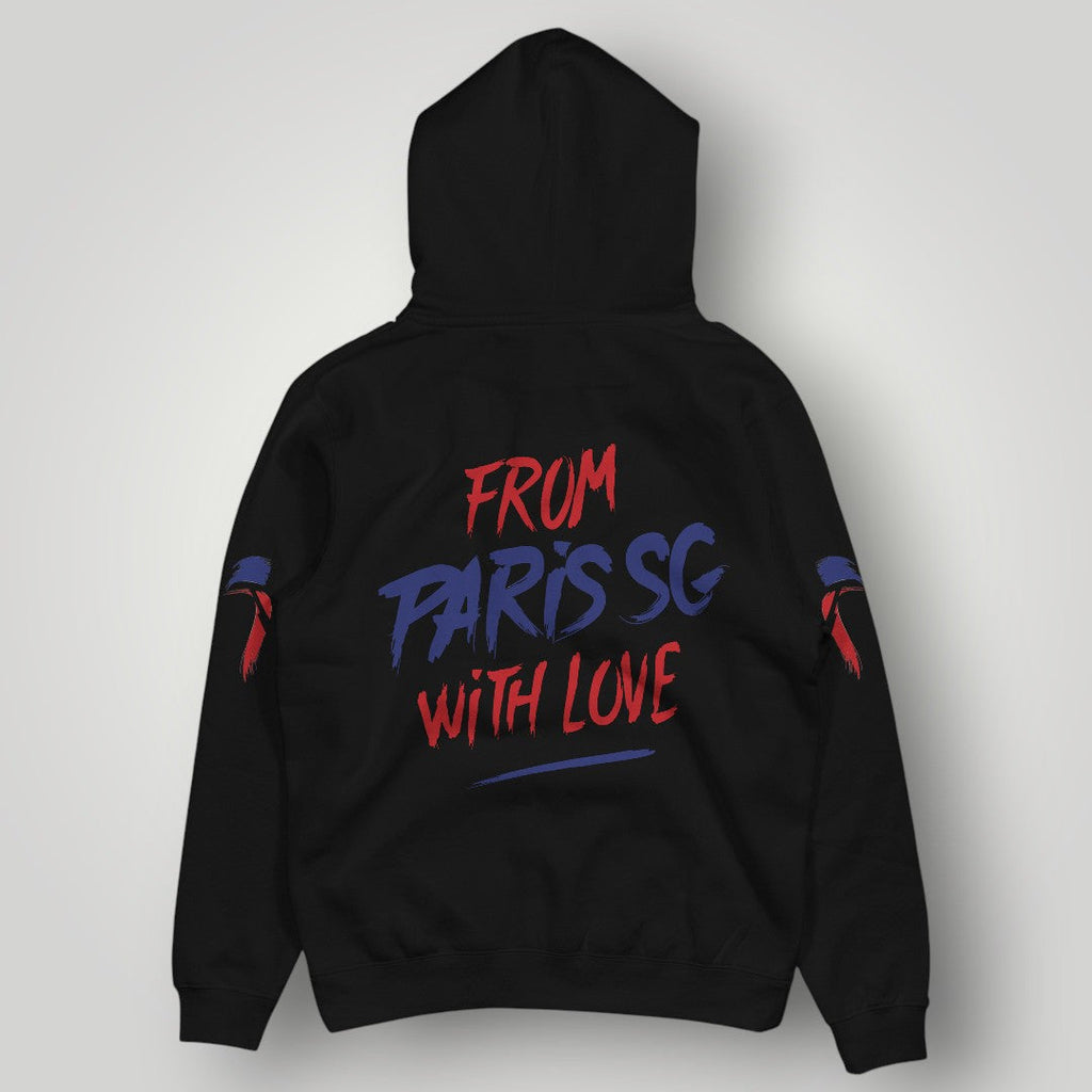 PSG Fan Hoodie - "Fier d’être Parisien" Premium Black Streetwear Pullover