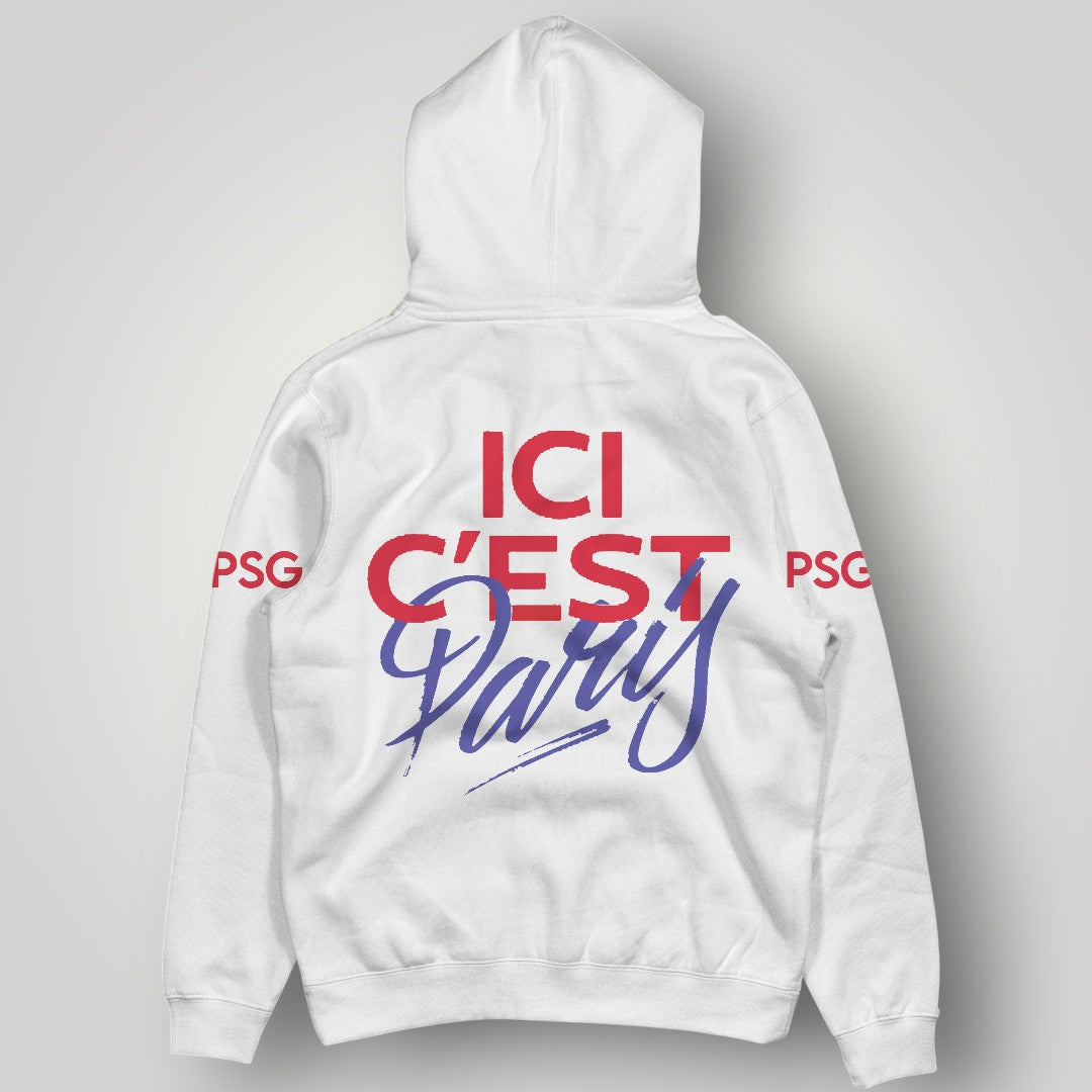 PSG Oversized Crest Hoodie - Black Signature Paris Saint-Germain Fan Pullover