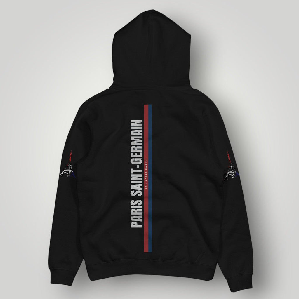 PSG Urban Streetwear Hoodie - Brushstroke Edition Black Paris Pullover