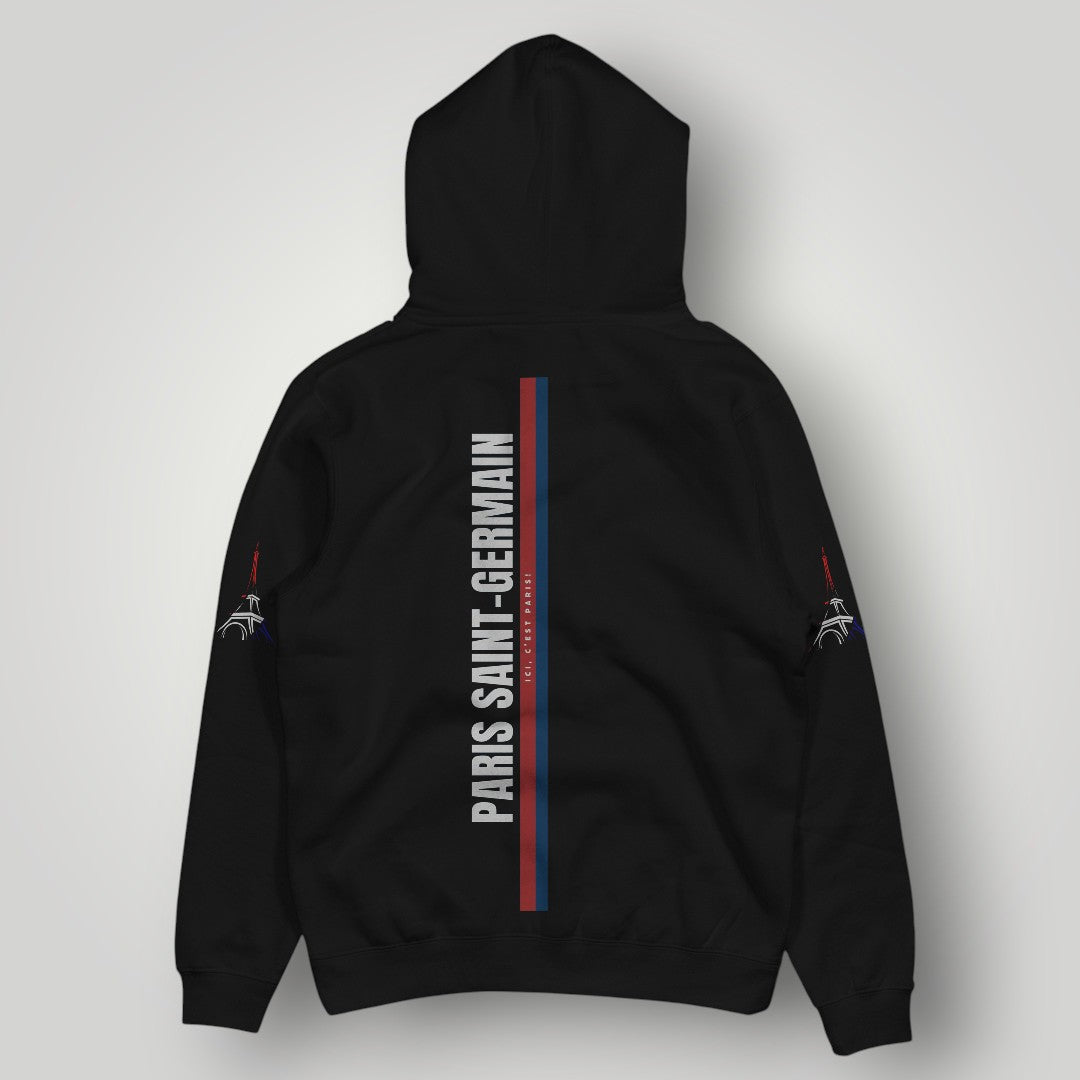 PSG Urban Streetwear Hoodie - Brushstroke Edition Black Paris Pullover