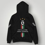 Juventus F.C. Inspired Black Hoodie - Italian Heritage Vertical Stripe Streetwear