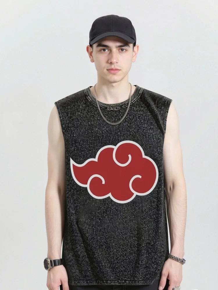 Y2K Vintage Akatsuki Print Sleeveless Tank Top
