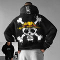 Unisex Oversized Skull Print Hooded Sweatshirt