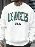 Los Angeles Usa Letter Pattern Men Sweatshirt Casual Oversize Sportswear All-Match Fleece Pullovers Crewneck Fashion Man Tops - cankarfashion