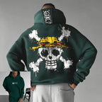 Unisex Oversized Skull Print Hooded Sweatshirt