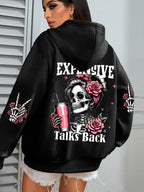 Expensive Talks Back Funny Printing Womens Hoodie Loose Multicolor Pullovers Fleece Autumn Sportswear Casual Pocket Hoody - cankarfashion