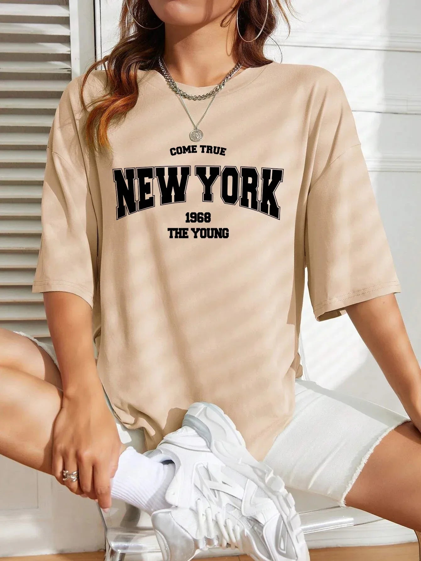 When 1968 The New York Is Young Cotton Woman Tshirts Oversize Daily Tshirts Creativity Streettshirt Individual Casual Clothes - cankarfashion