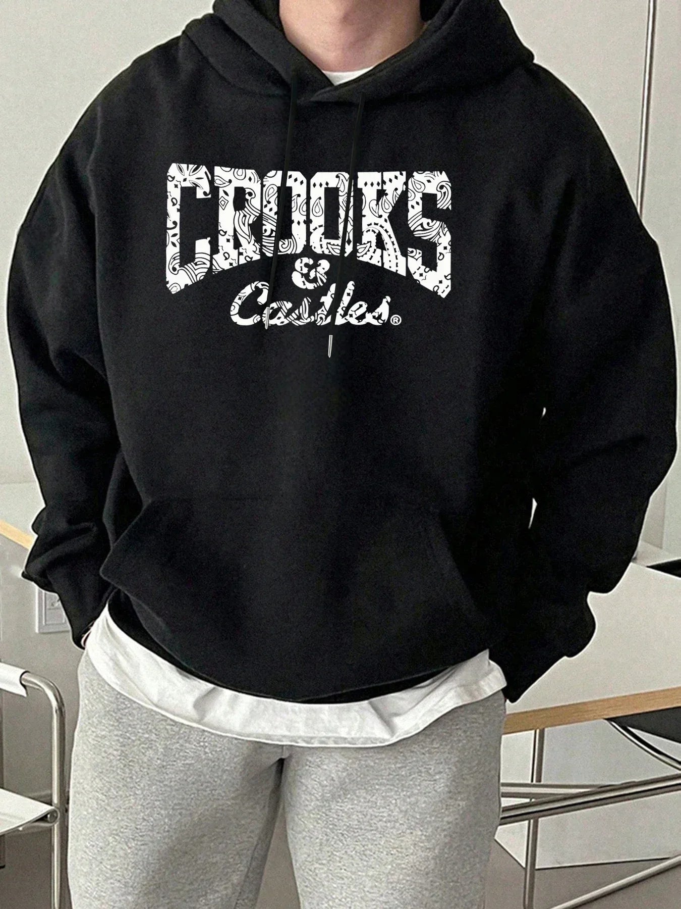 Crooks Castles Printing Fleece Warm Hoodies Male Comfy Casual Tracksuit Soft Autumn Unisex Clothing Sports Oversized Sweatshirts - cankarfashion