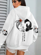 Japanese Koi Harajuku Illustration Prints Women Hoodie Loose Y2K Hoody Multicolor Autumn Hoodies Fleece Soft Woman Sportswear - cankarfashion