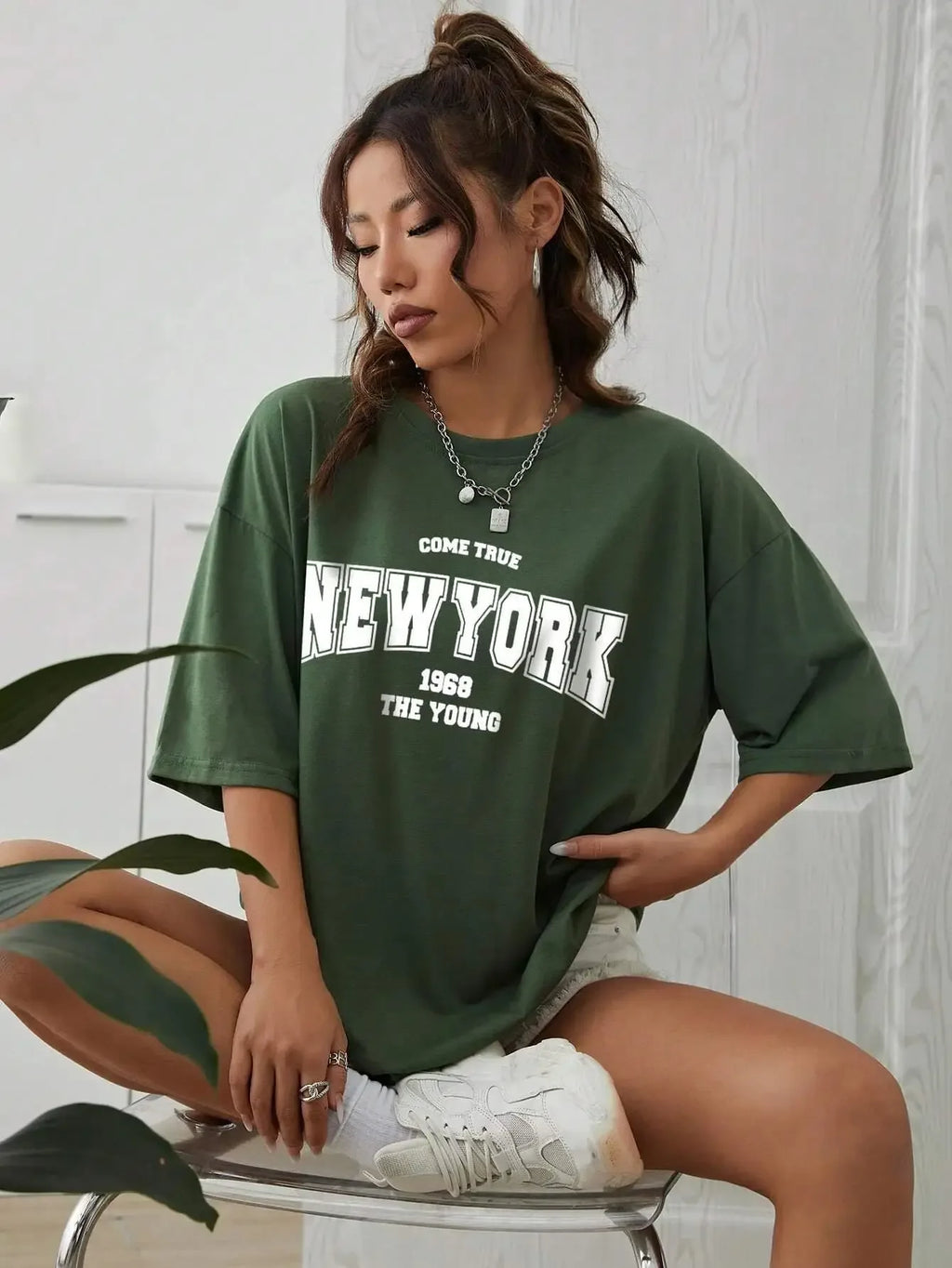 When 1968 The New York Is Young Cotton Woman Tshirts Oversize Daily Tshirts Creativity Streettshirt Individual Casual Clothes - cankarfashion