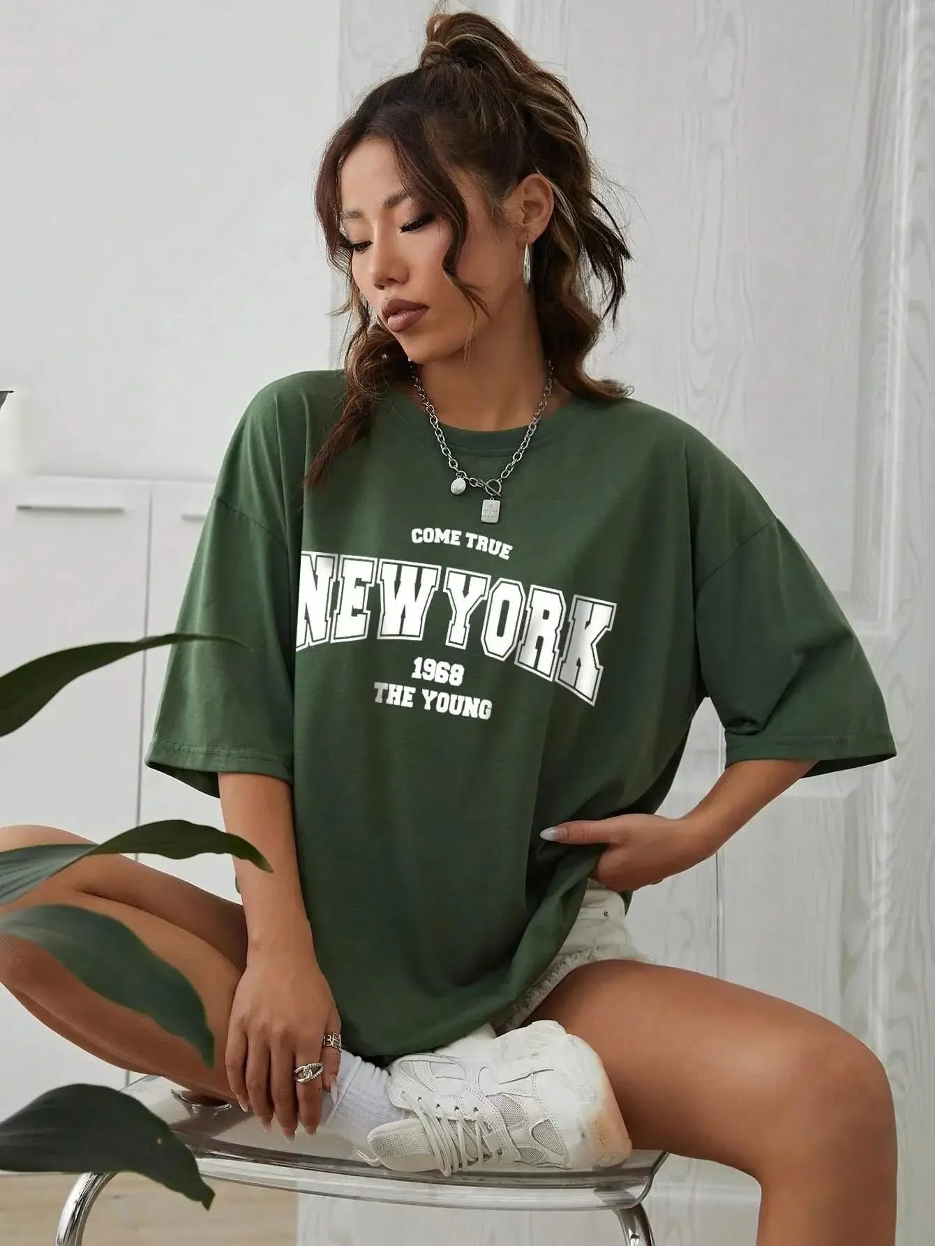 When 1968 The New York Is Young Cotton Woman Tshirts Oversize Daily Tshirts Creativity Streettshirt Individual Casual Clothes - cankarfashion