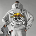 Unisex Oversized Skull Print Hooded Sweatshirt
