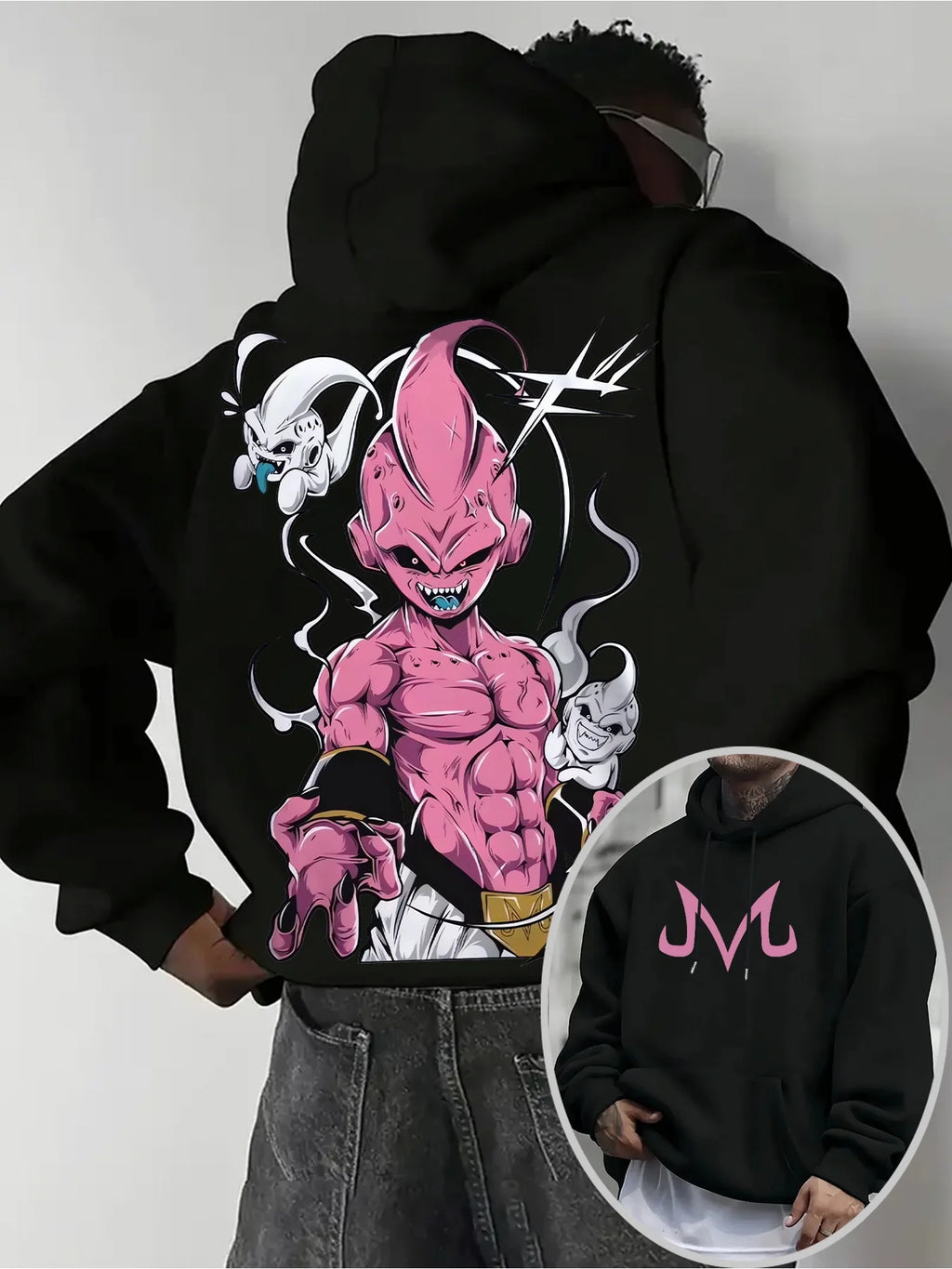 Men's Majin Buu Pattern Long Sleeve Hoodie - Dragon Ball Z