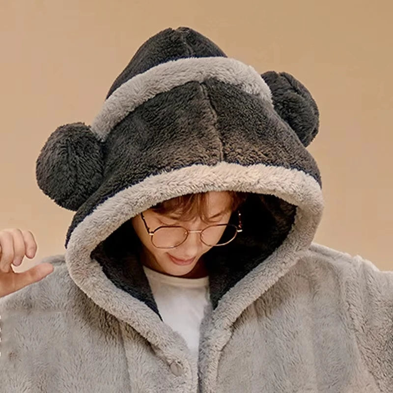 One Piece Luffy Coral Fleece Bathrobe Set for Men