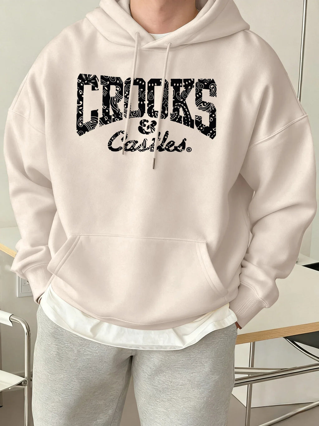 Crooks Castles Printing Fleece Warm Hoodies Male Comfy Casual Tracksuit Soft Autumn Unisex Clothing Sports Oversized Sweatshirts - cankarfashion