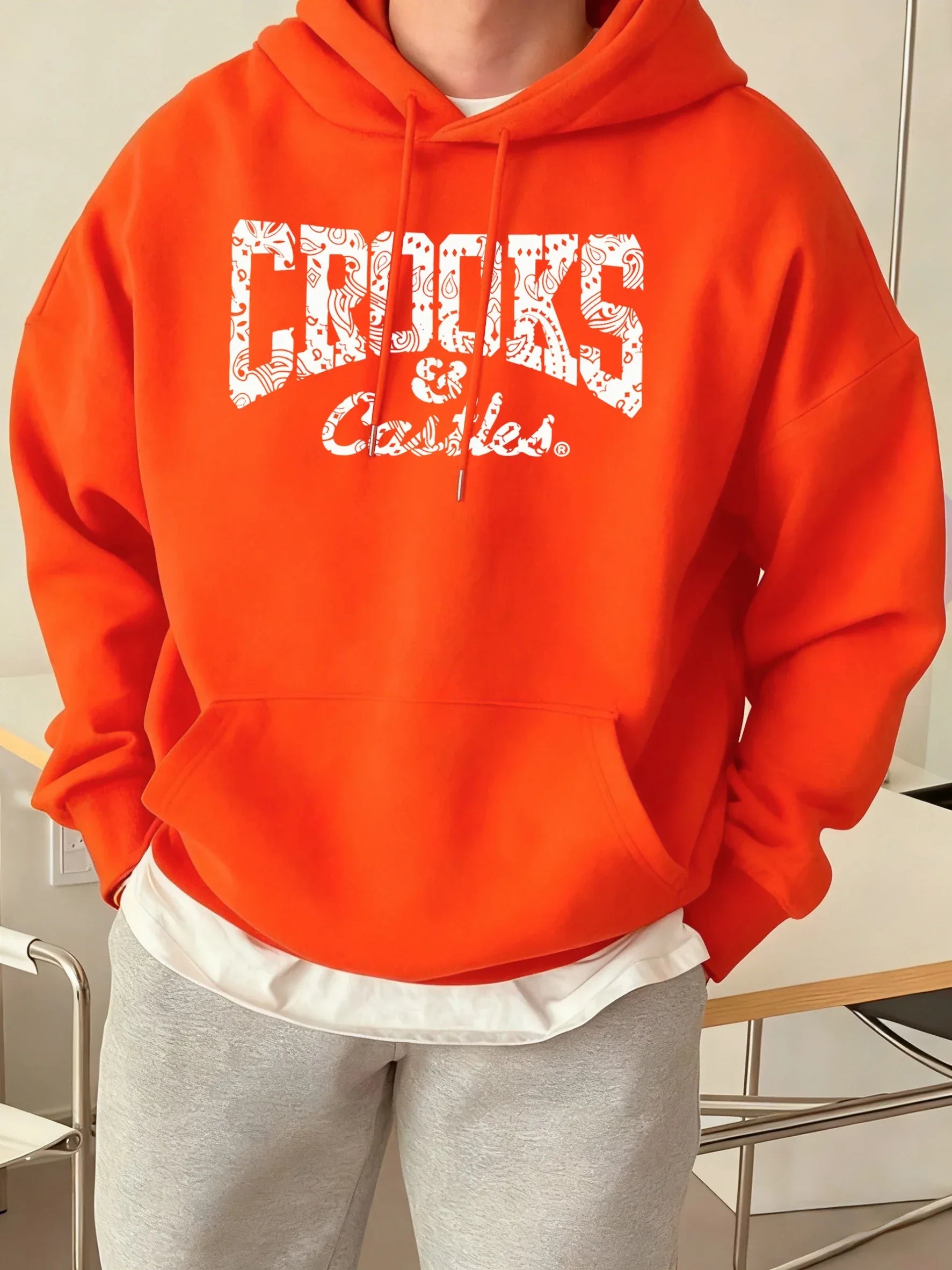 Crooks Castles Printing Fleece Warm Hoodies Male Comfy Casual Tracksuit Soft Autumn Unisex Clothing Sports Oversized Sweatshirts - cankarfashion