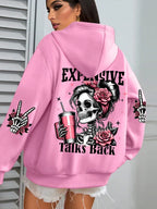 Expensive Talks Back Funny Printing Womens Hoodie Loose Multicolor Pullovers Fleece Autumn Sportswear Casual Pocket Hoody - cankarfashion