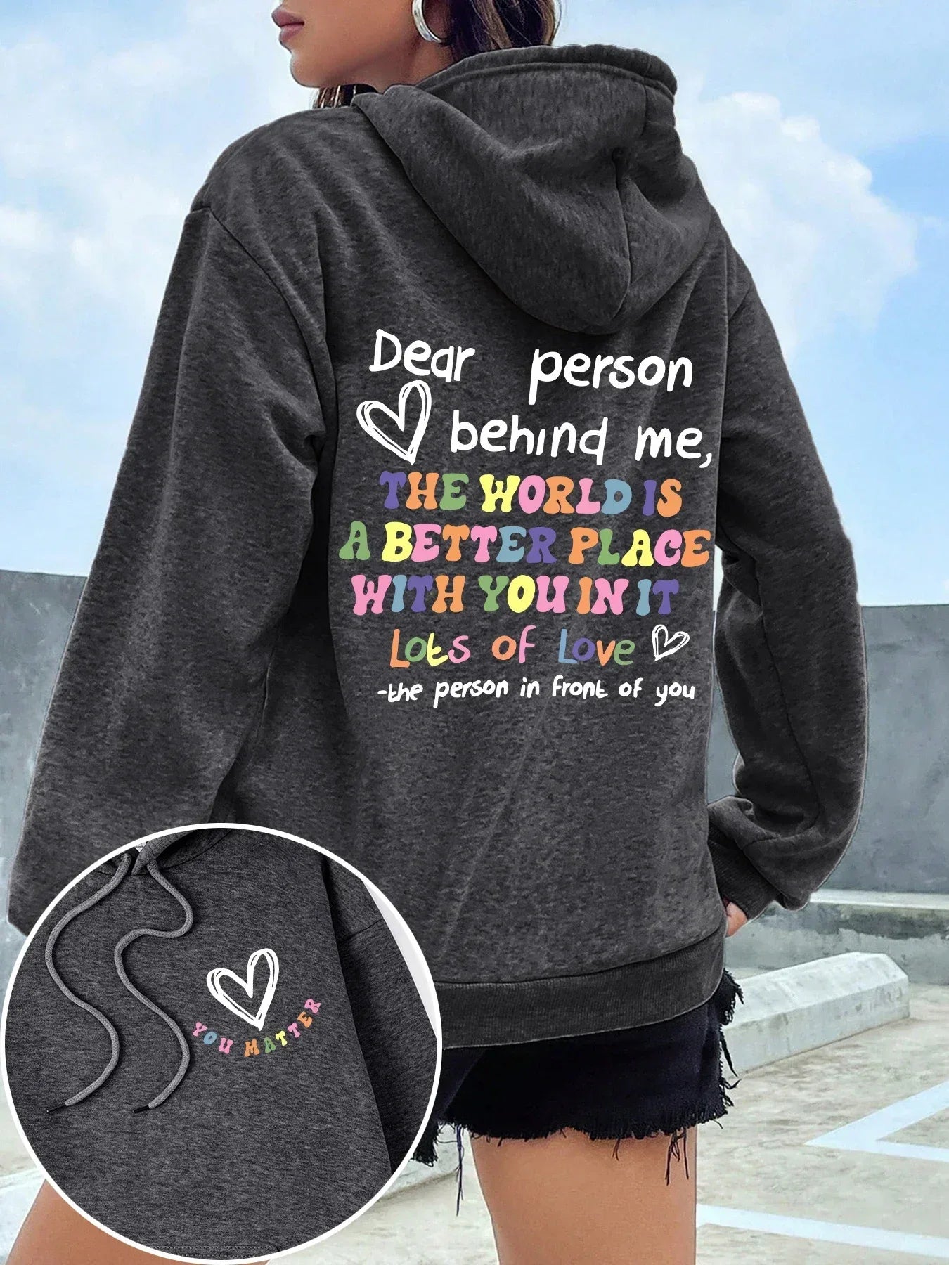 Dear Person Behind Me Hoodie Women Colored Letters Warm Fleece Woman Hoody Fur-liner Spring Autumn Hoodies Y2K Casual Tops - cankarfashion