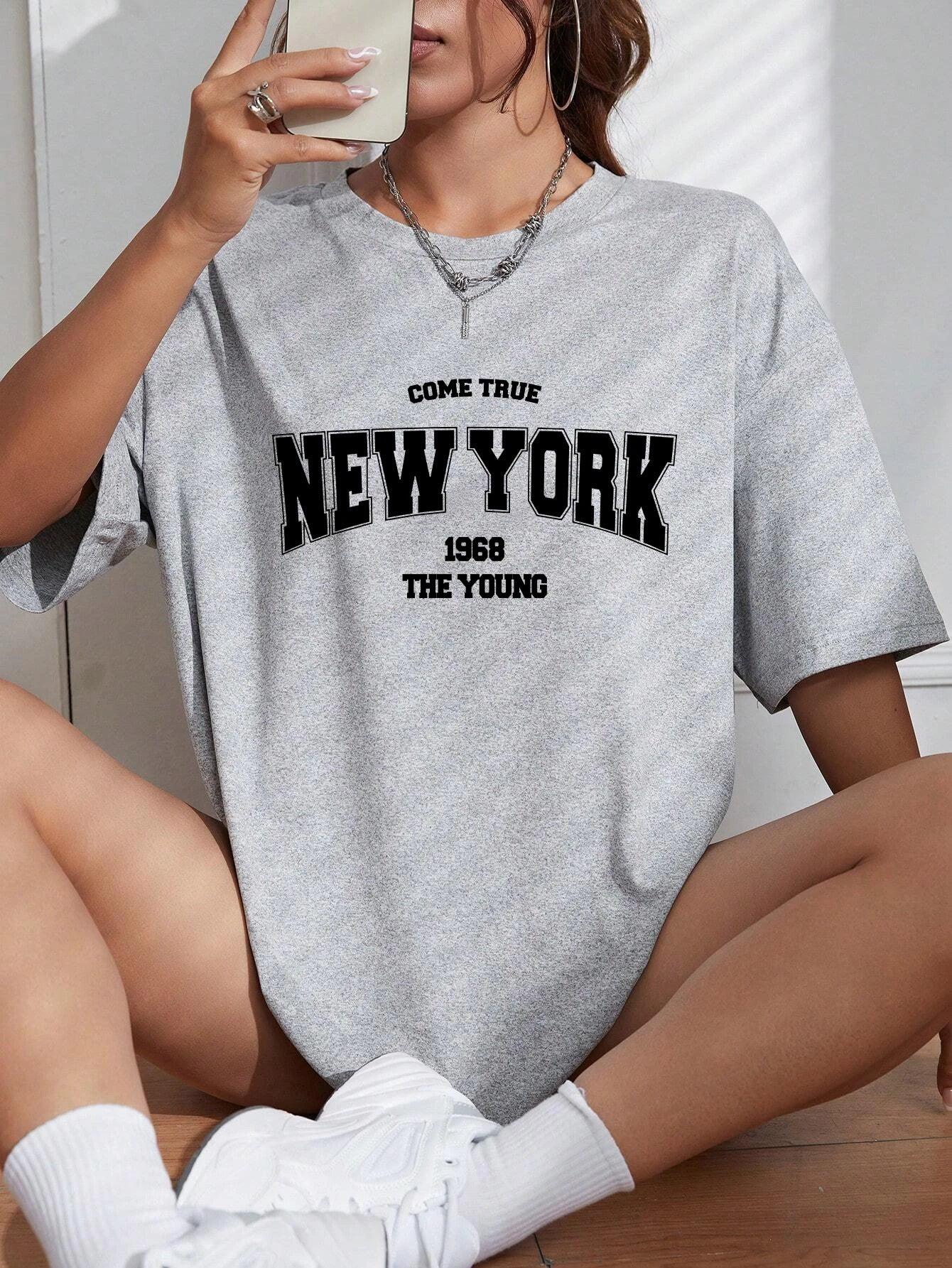 When 1968 The New York Is Young Cotton Woman Tshirts Oversize Daily Tshirts Creativity Streettshirt Individual Casual Clothes - cankarfashion