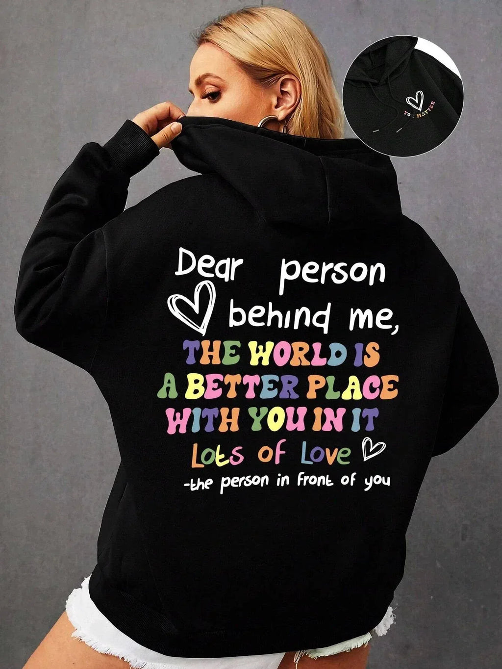 Dear Person Behind Me Hoodie Women Colored Letters Warm Fleece Woman Hoody Fur-liner Spring Autumn Hoodies Y2K Casual Tops - cankarfashion