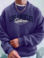 Los Angeles California Printed Men Sweatshirt Winter Fleece Warm Hoodies Korean Loose Crewneck Pullover Hip Hop Male Clothes - cankarfashion