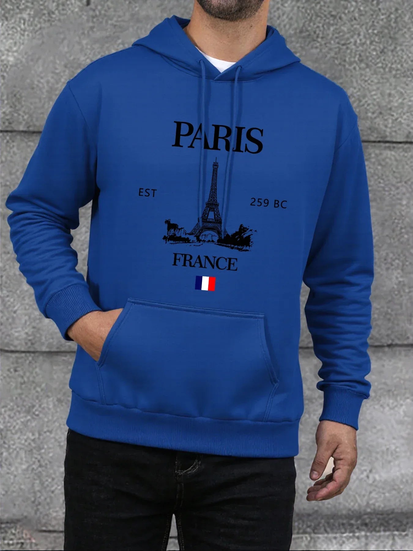 Paris France Eiffel Tower Print Mens Hoodie Street Hip Hop Clothes Fleece Casual Hoody Autumn Loose Fashion Men Sportswears - cankarfashion