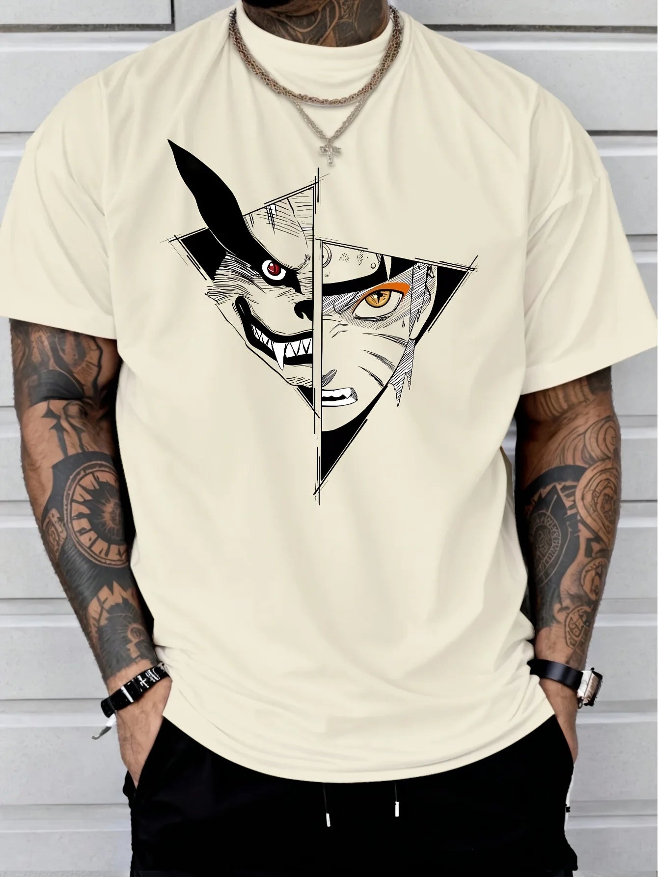 Men's Anime Patterned T-shirt for Casual Summer Wear