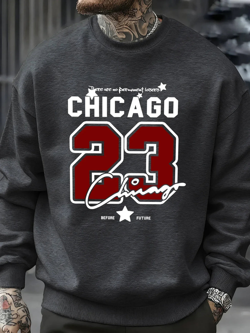 Chicago Number 23 Jersey Prints Male Sweatshirt Trendy Hip Hop Streetwear Crewneck Autumn Clothes Fleece Casual Pullover - cankarfashion