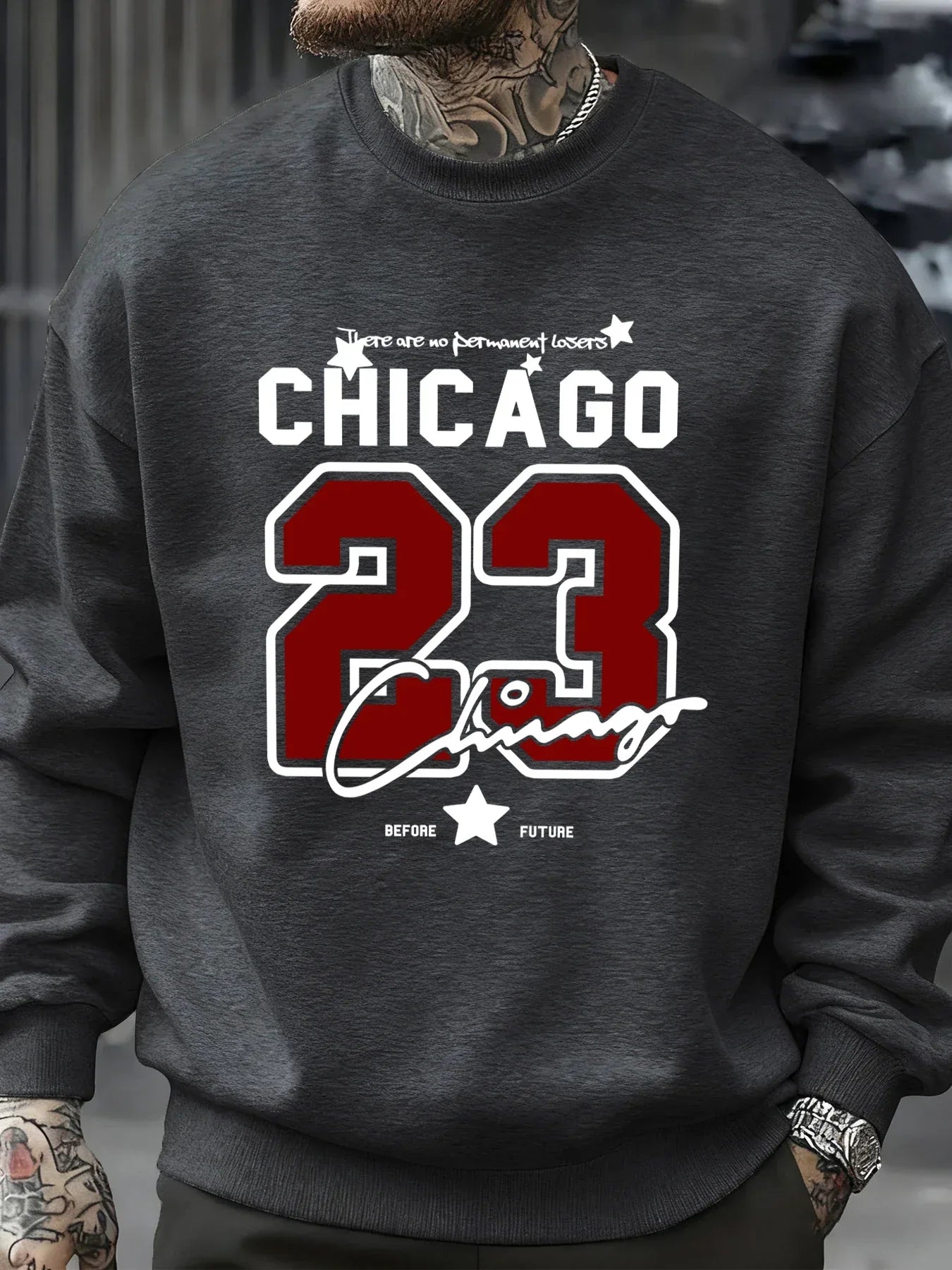 Chicago Number 23 Jersey Prints Male Sweatshirt Trendy Hip Hop Streetwear Crewneck Autumn Clothes Fleece Casual Pullover - cankarfashion