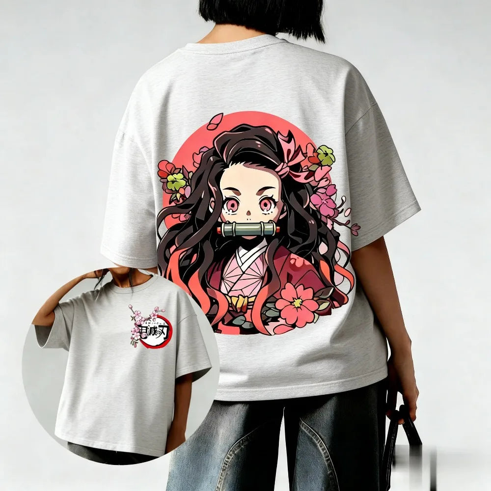 Demon Slayer Anime Couple T-shirt - Oversized Fashion