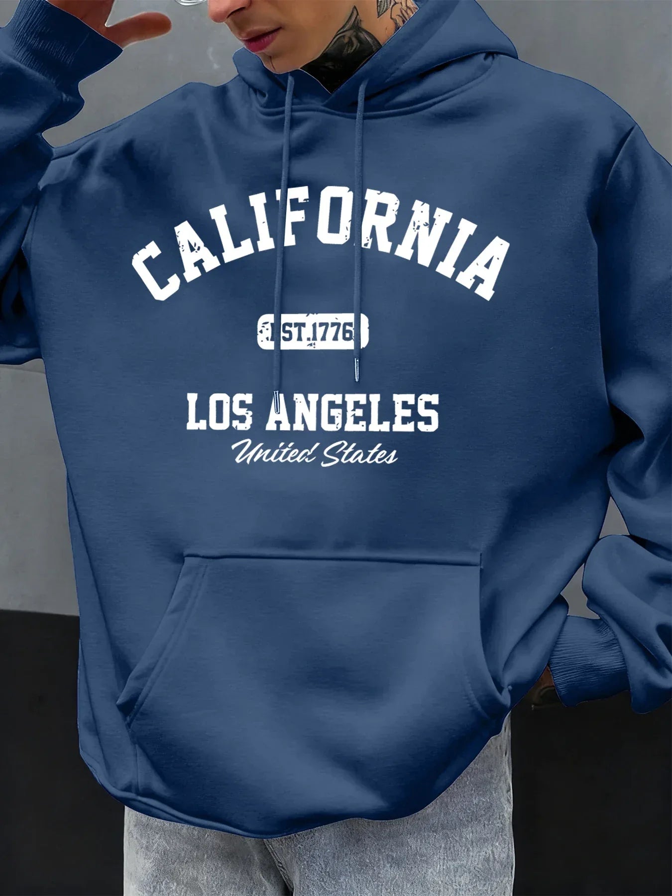 California Los Angeles Prints Male Hoody Hip Hop Multicolor Hoodies Fleece Fashion Pullovers Oversized Pocket Mens Clothes - cankarfashion