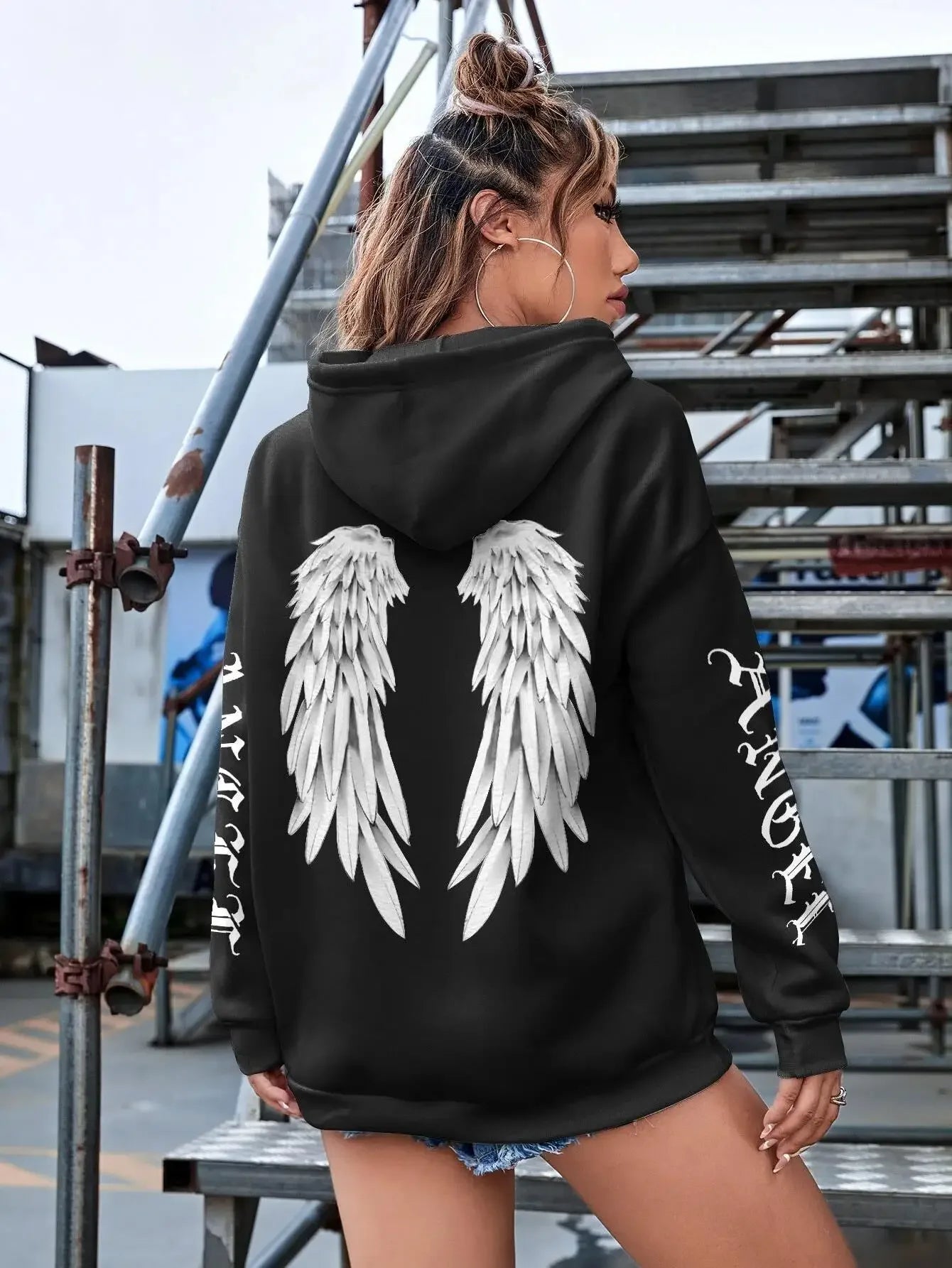 Beautiful Angel Wings Printed Hoodies Women Warm Comfortable Casual Hoodie Fashion Classic Hoody Loose Original Basic Clothes - cankarfashion