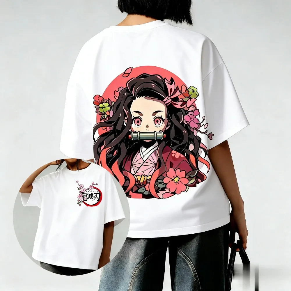 Demon Slayer Anime Couple T-shirt - Oversized Fashion