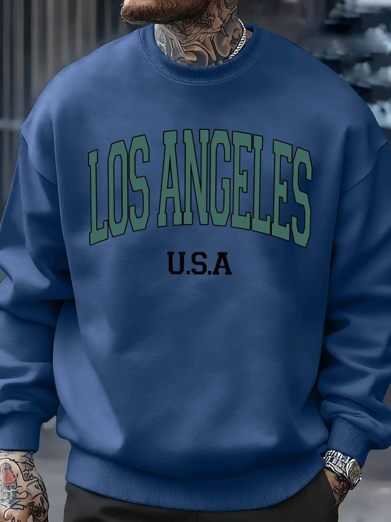 Los Angeles Usa Letter Pattern Men Sweatshirt Casual Oversize Sportswear All-Match Fleece Pullovers Crewneck Fashion Man Tops - cankarfashion