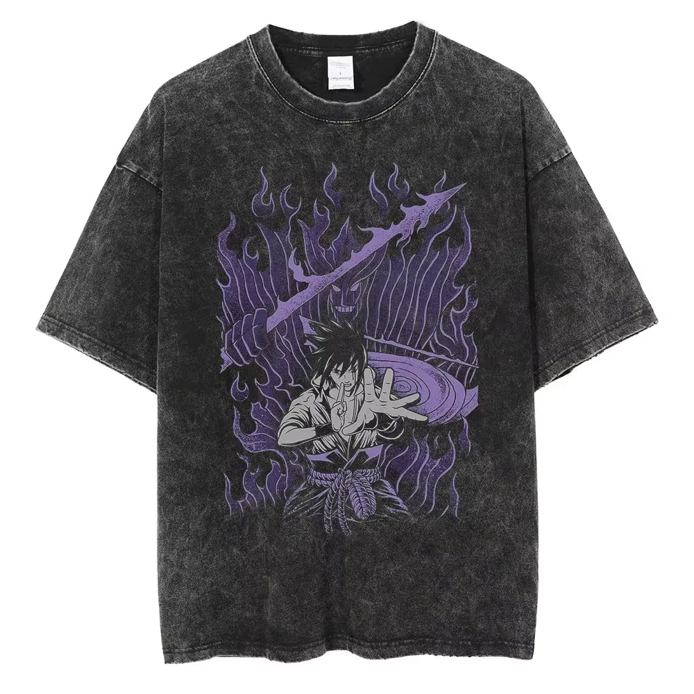 Hip Hop Vintage T-shirt for Men - Japanese Anime Style