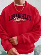 Los Angeles California Printed Men Sweatshirt Winter Fleece Warm Hoodies Korean Loose Crewneck Pullover Hip Hop Male Clothes - cankarfashion