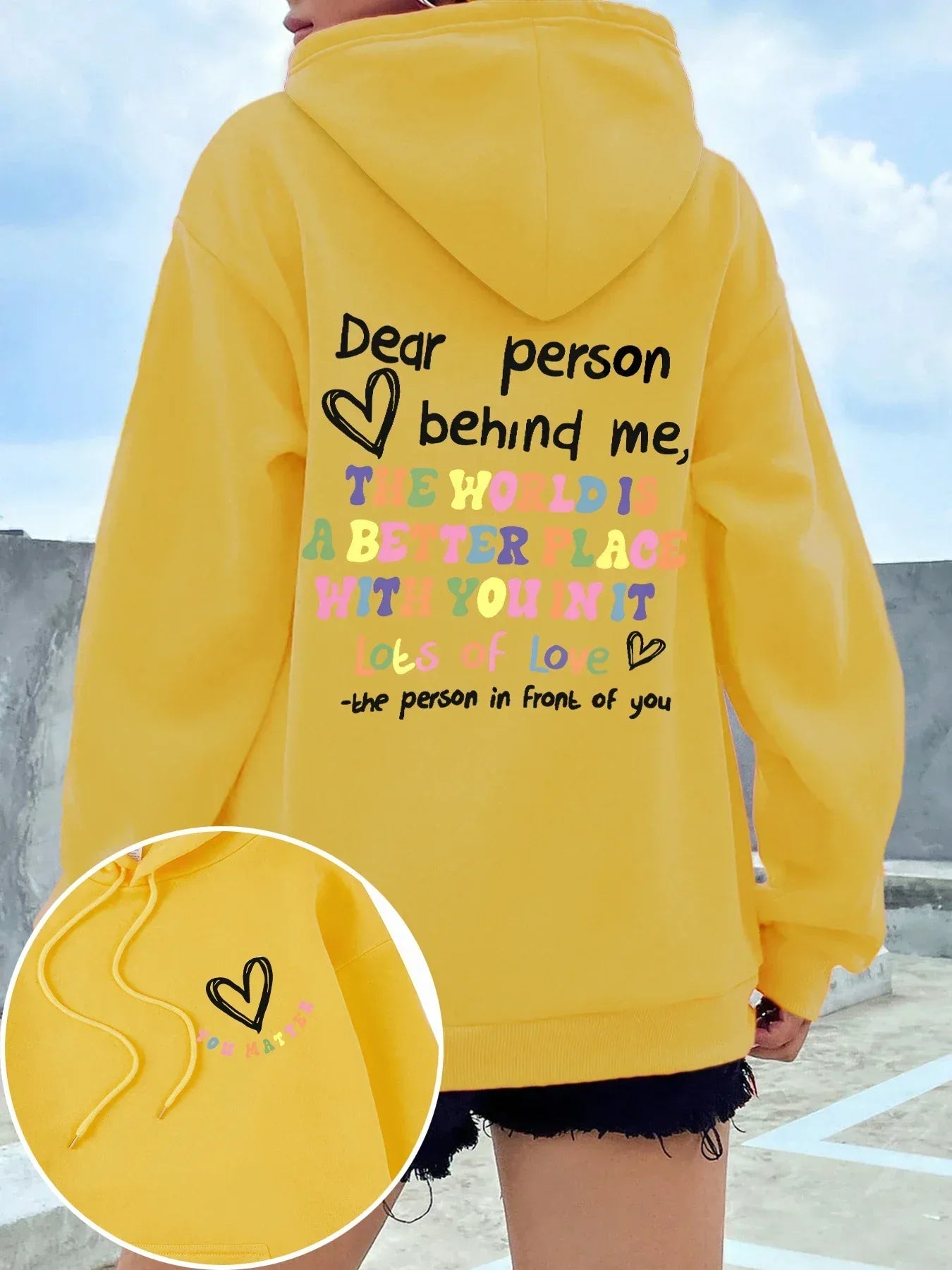 Dear Person Behind Me Hoodie Women Colored Letters Warm Fleece Woman Hoody Fur-liner Spring Autumn Hoodies Y2K Casual Tops - cankarfashion